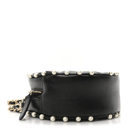 Chanel Calfskin Quilted Pearl Round Clutch With Chain Black 3 of 9