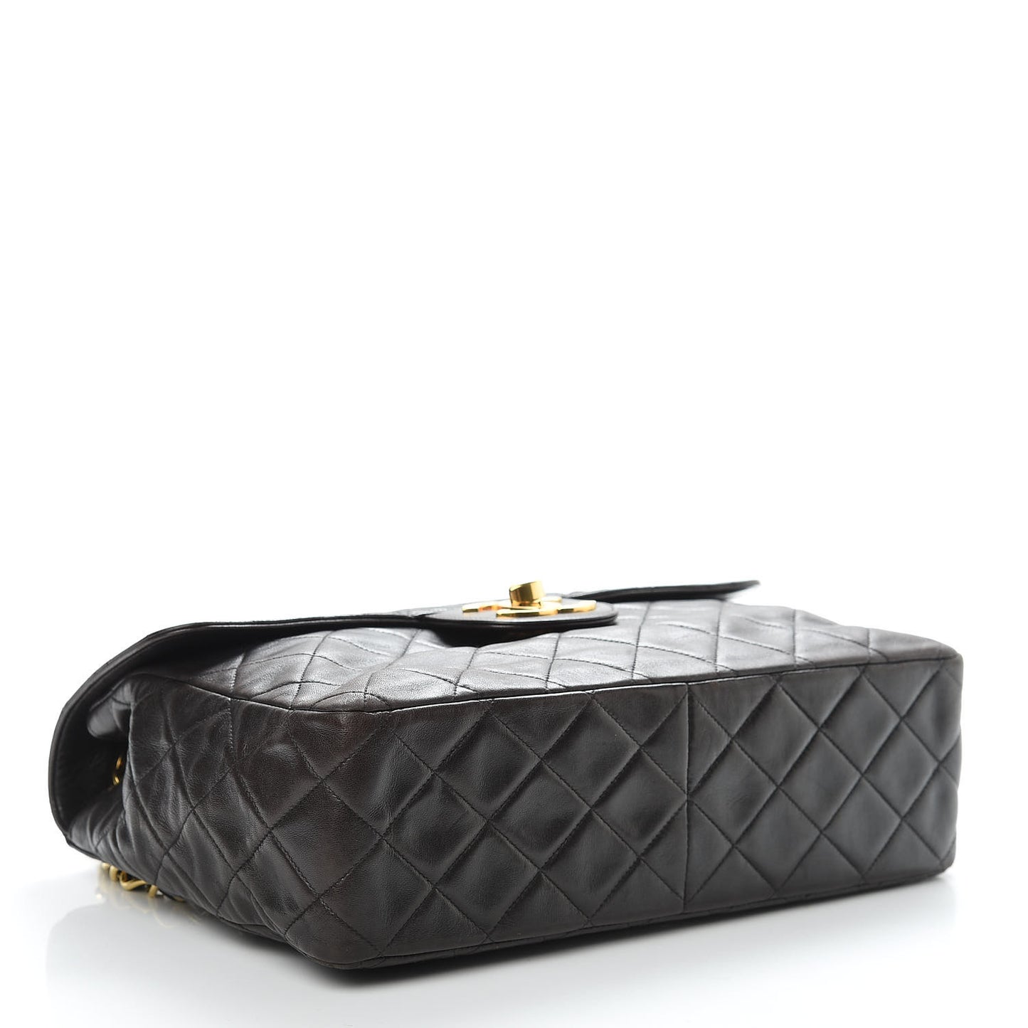 Lambskin Quilted Jumbo Single Flap Black