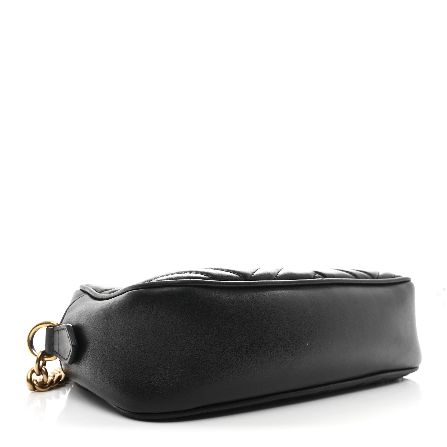Gucci Calfskin Matelasse Small GG Marmont Chain Shoulder Bag Black 4 of 12