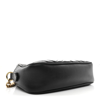 Gucci Calfskin Matelasse Small GG Marmont Chain Shoulder Bag Black 4 of 12