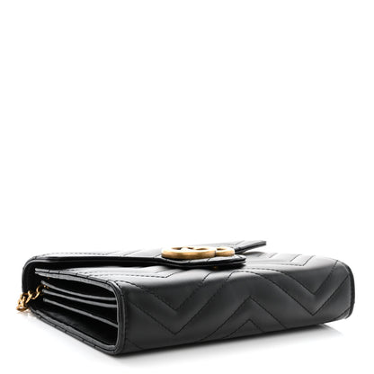 Gucci Calfskin Matelasse GG Marmont Chain Wallet Black 4 of 10