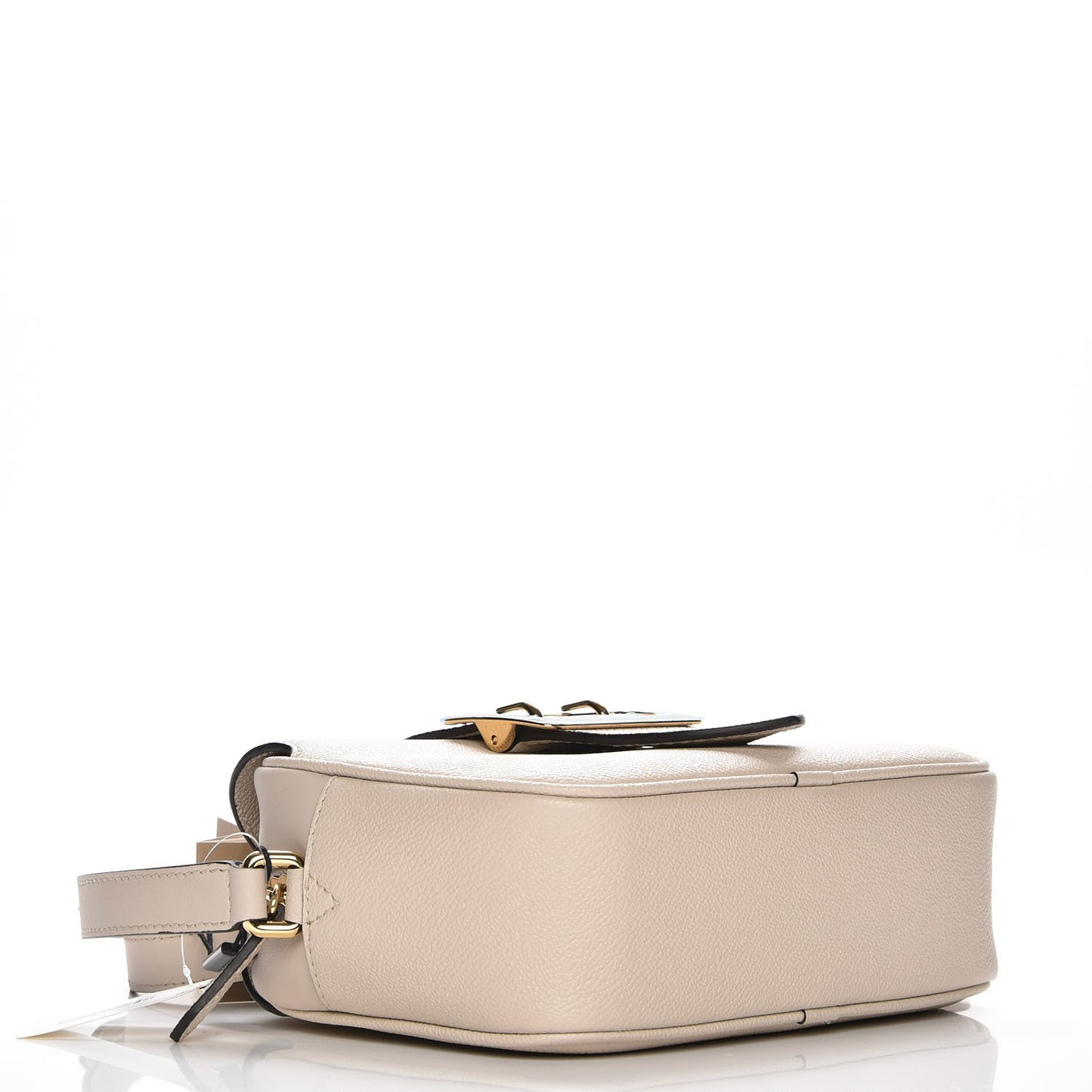 Soft Grain Calfskin Small Buckle Zip Bag Limestone