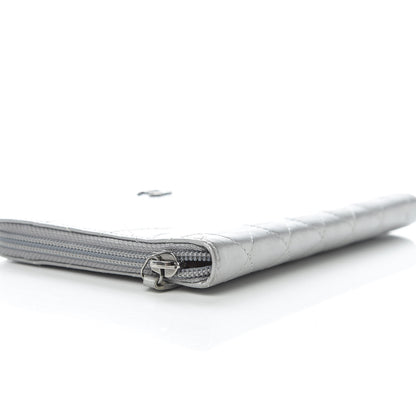 Chanel Metallic Aged Calfskin Quilted Palette Large Zip Around Organizer Wallet Silver 5 of 11
