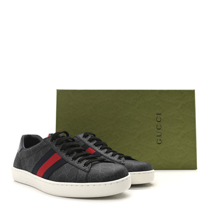 Gucci GG Supreme Monogram Ayers Web Mens New Ace Sneakers 8.5 Black 9 of 9