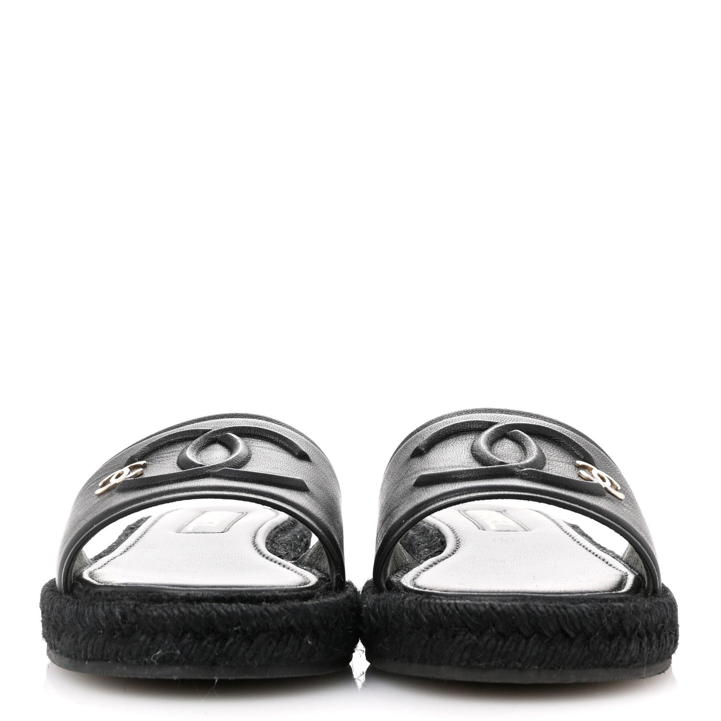 Lambskin Espadrille Mule Sandals 38 Black