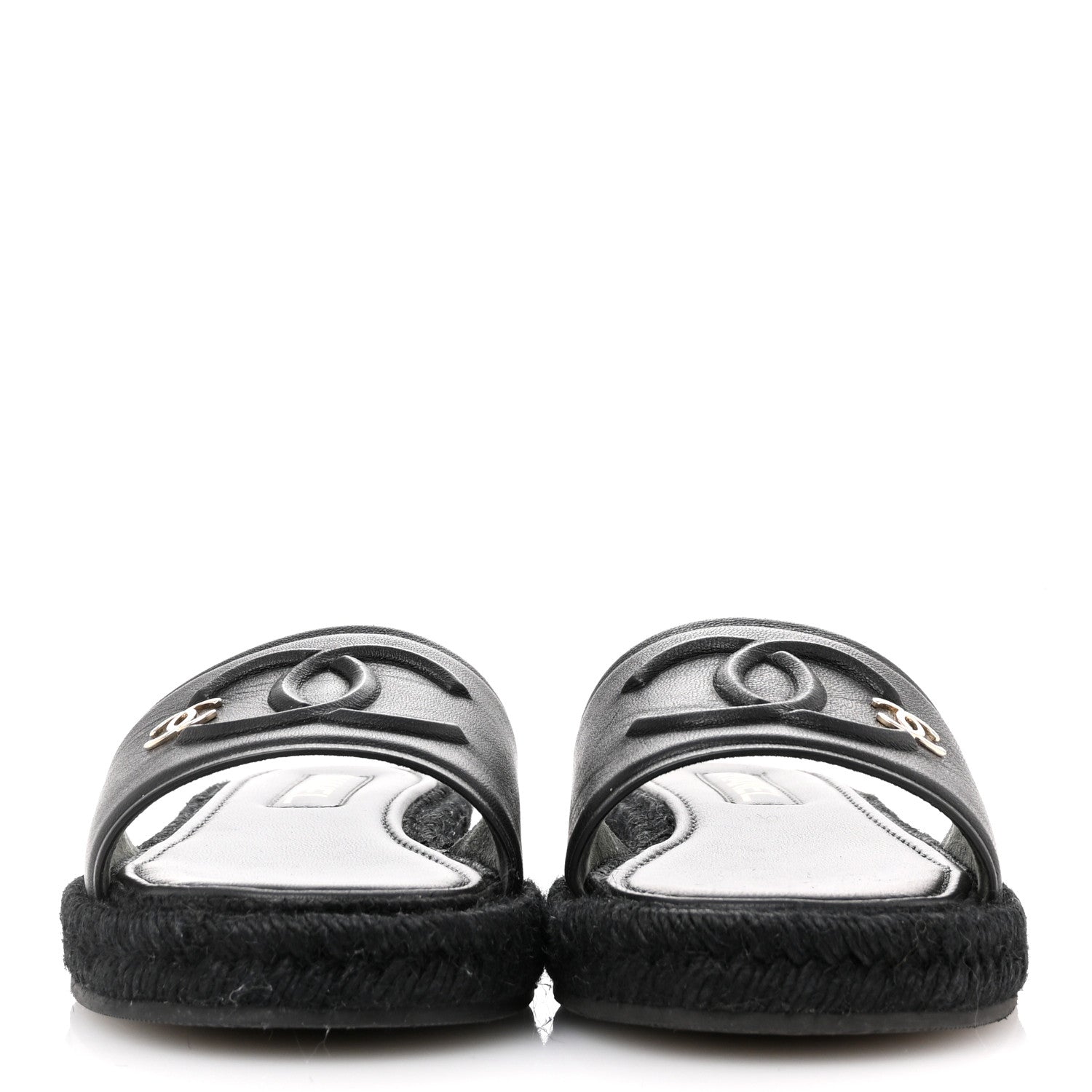 Chanel Lambskin Espadrille Mule Sandals 38 Black 3 of 10