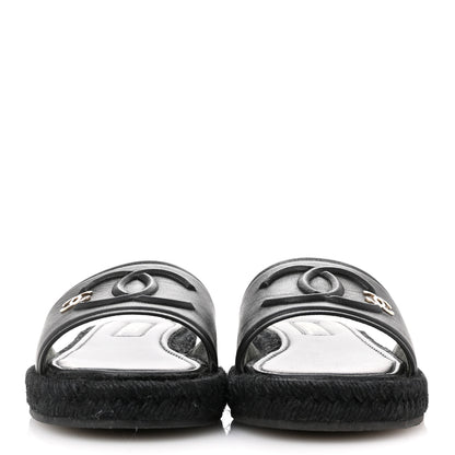Chanel Lambskin Espadrille Mule Sandals 38 Black 3 of 10