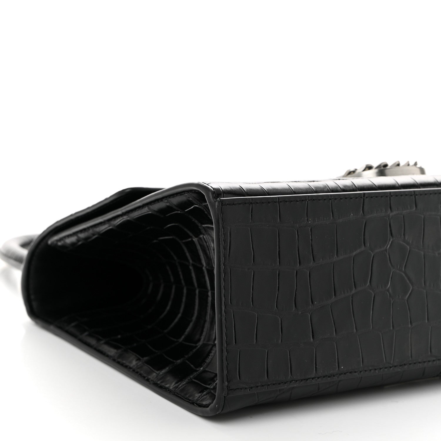 Marc Jacobs Calfskin Crocodile Embossed The St Marc Large Top Handle Bag Black 9 of 10