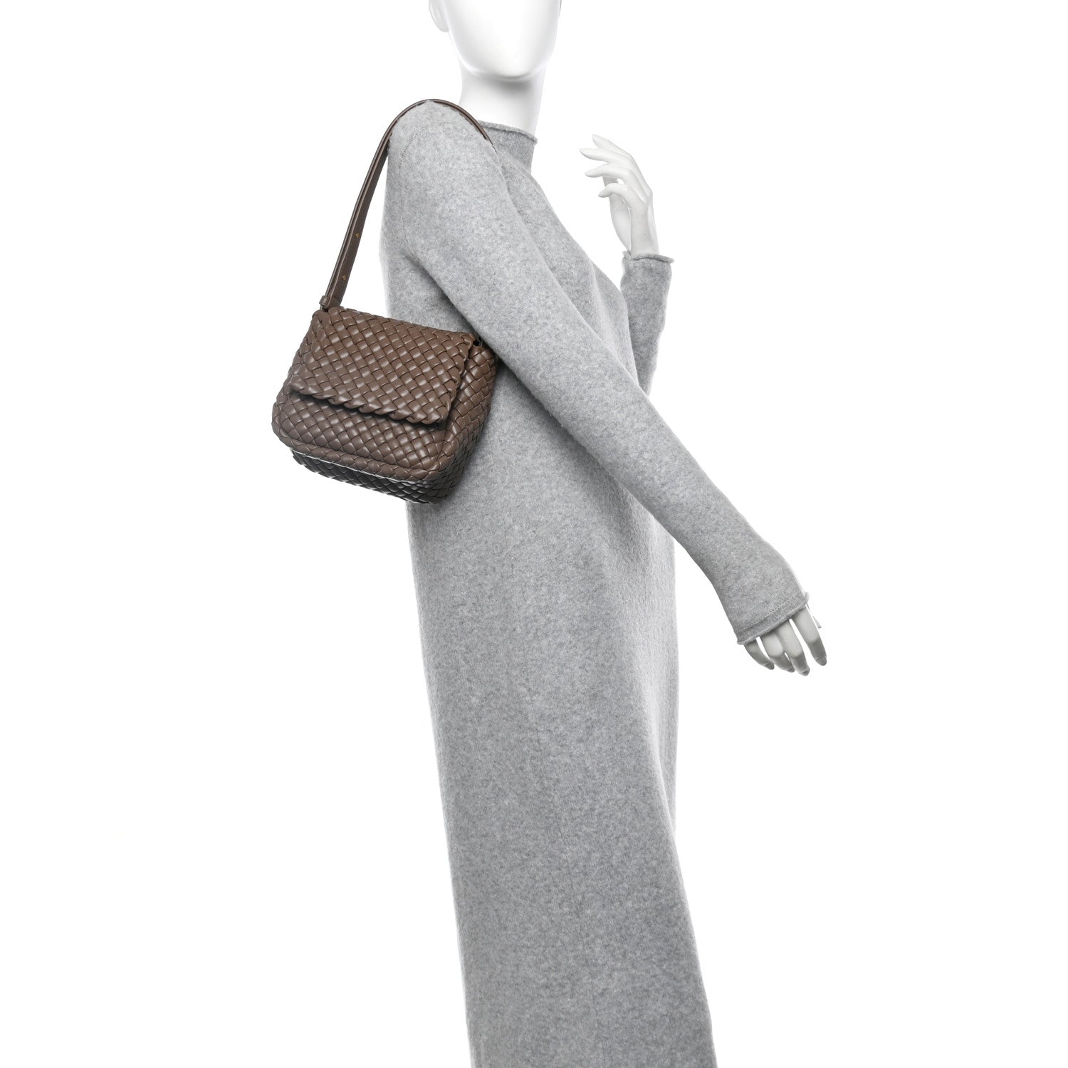 Bottega Veneta Nappa Intreccio Mini Cobble Shoulder Bag Taupe Grey 2 of 9