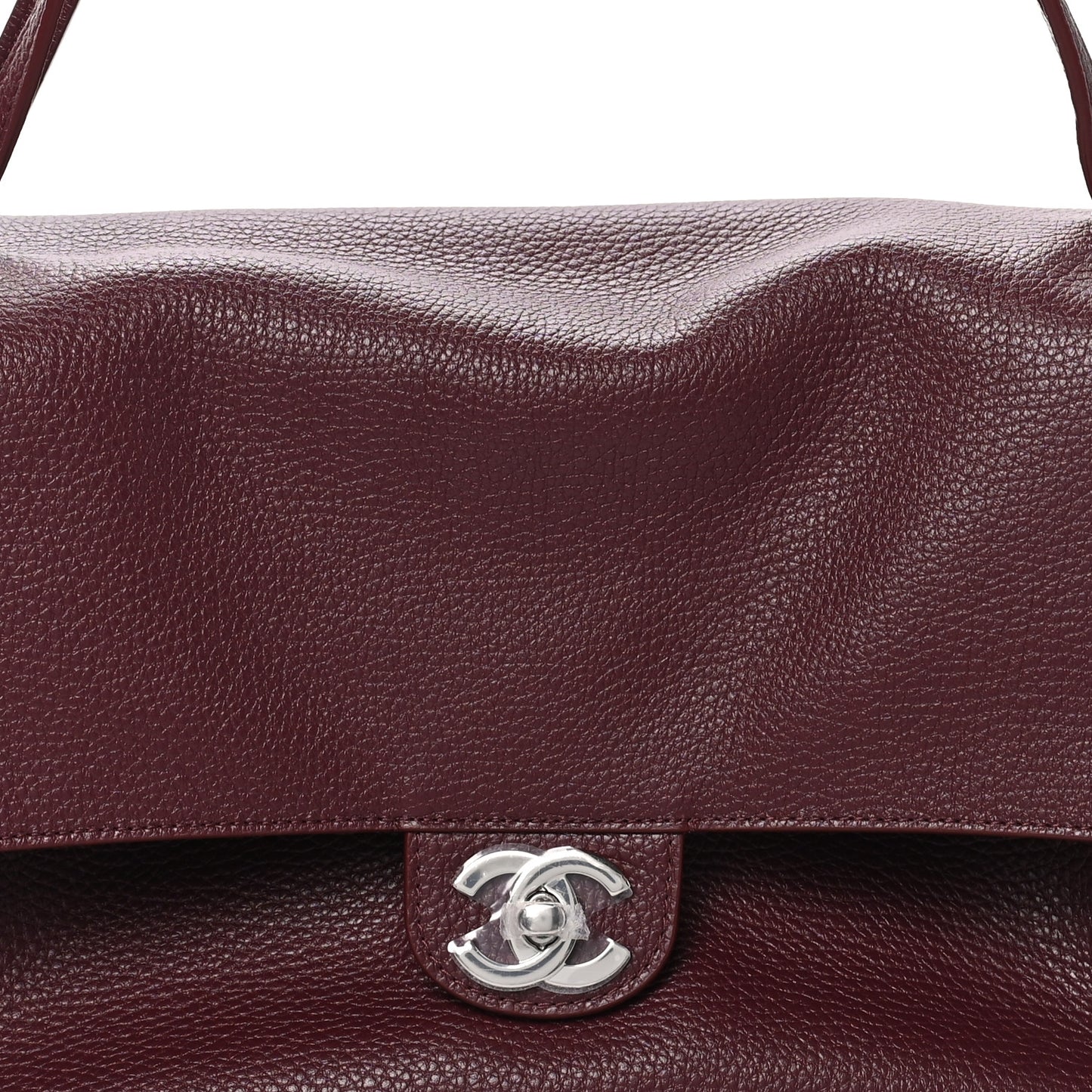 Grained Calfskin Small Souplissimo Maxi Flap Burgundy