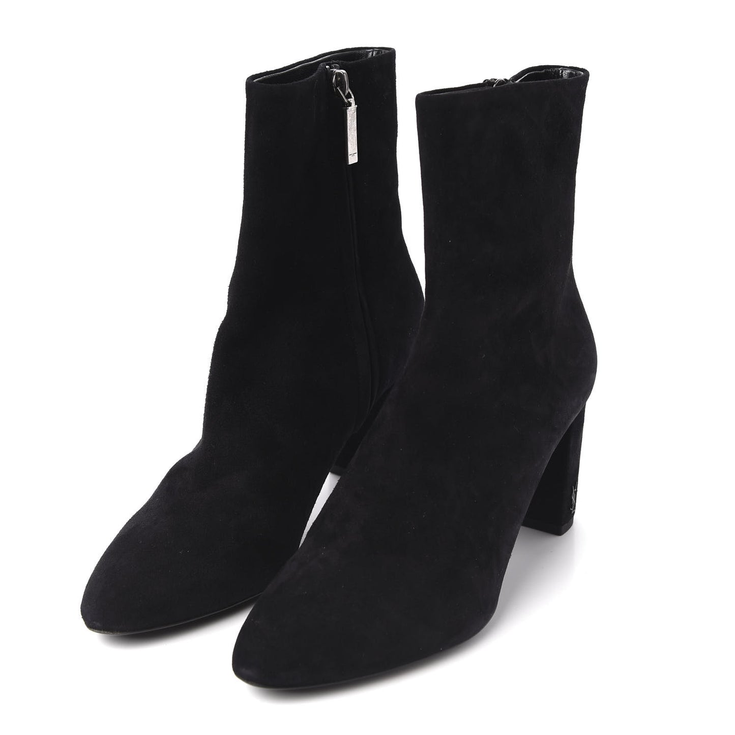 Suede Loulou 95 Ankle Zip Boot 38.5 Black
