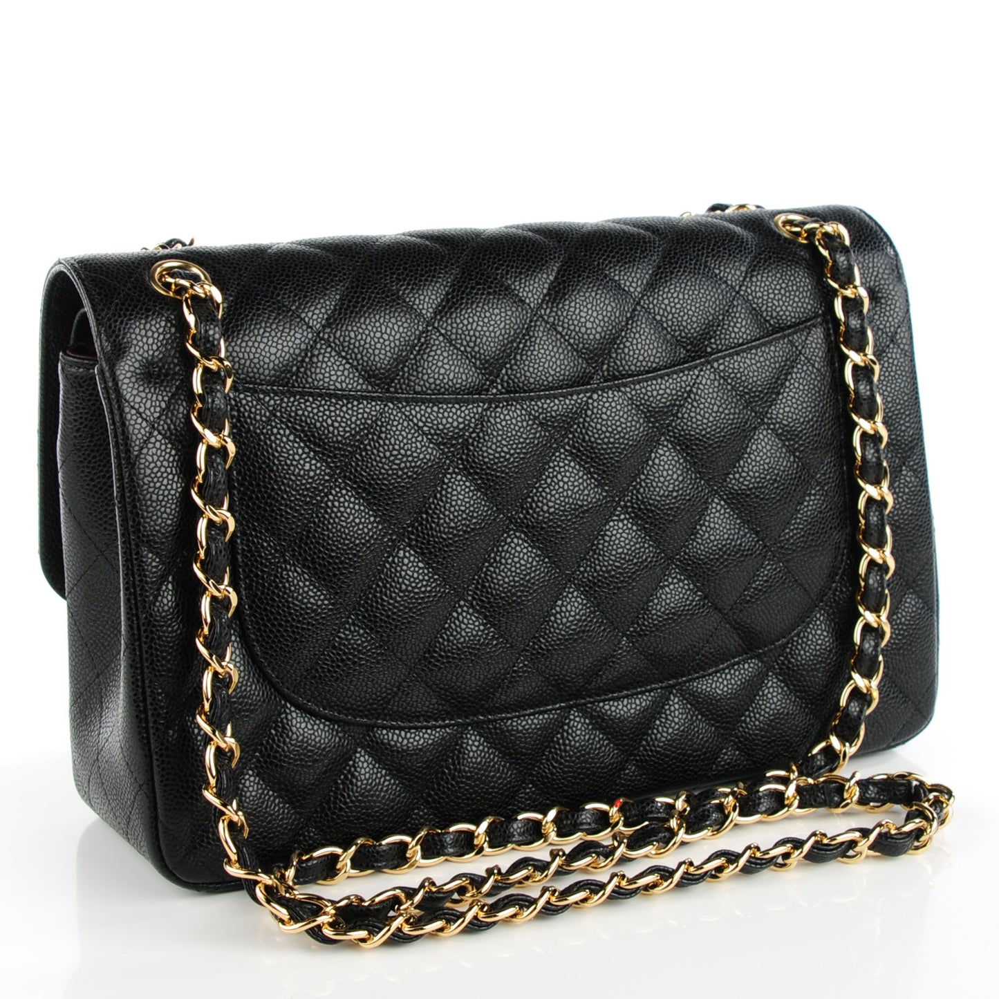 Caviar Quilted Jumbo Double Flap Black