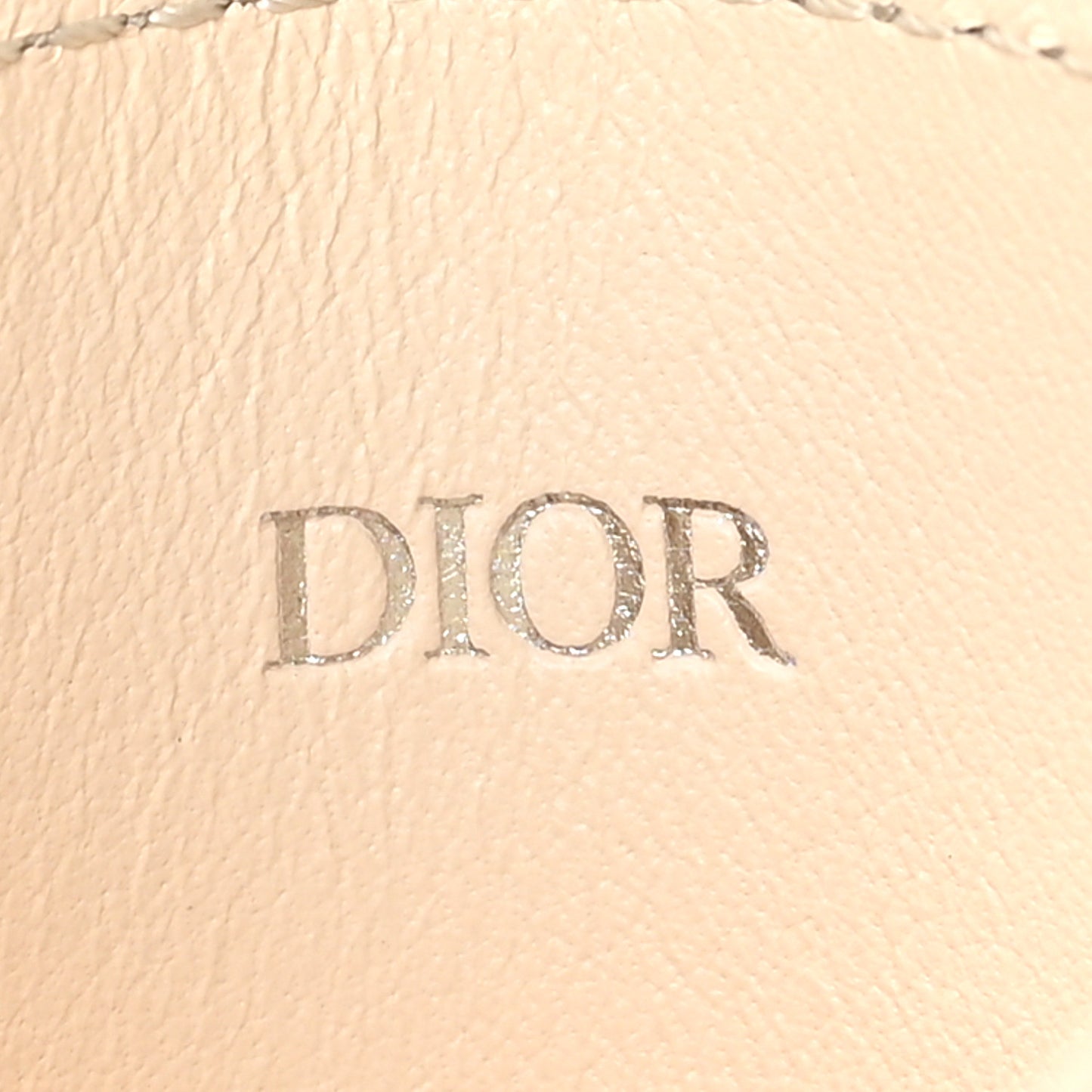 Calfskin CD Diamond Canvas Card Holder Natural