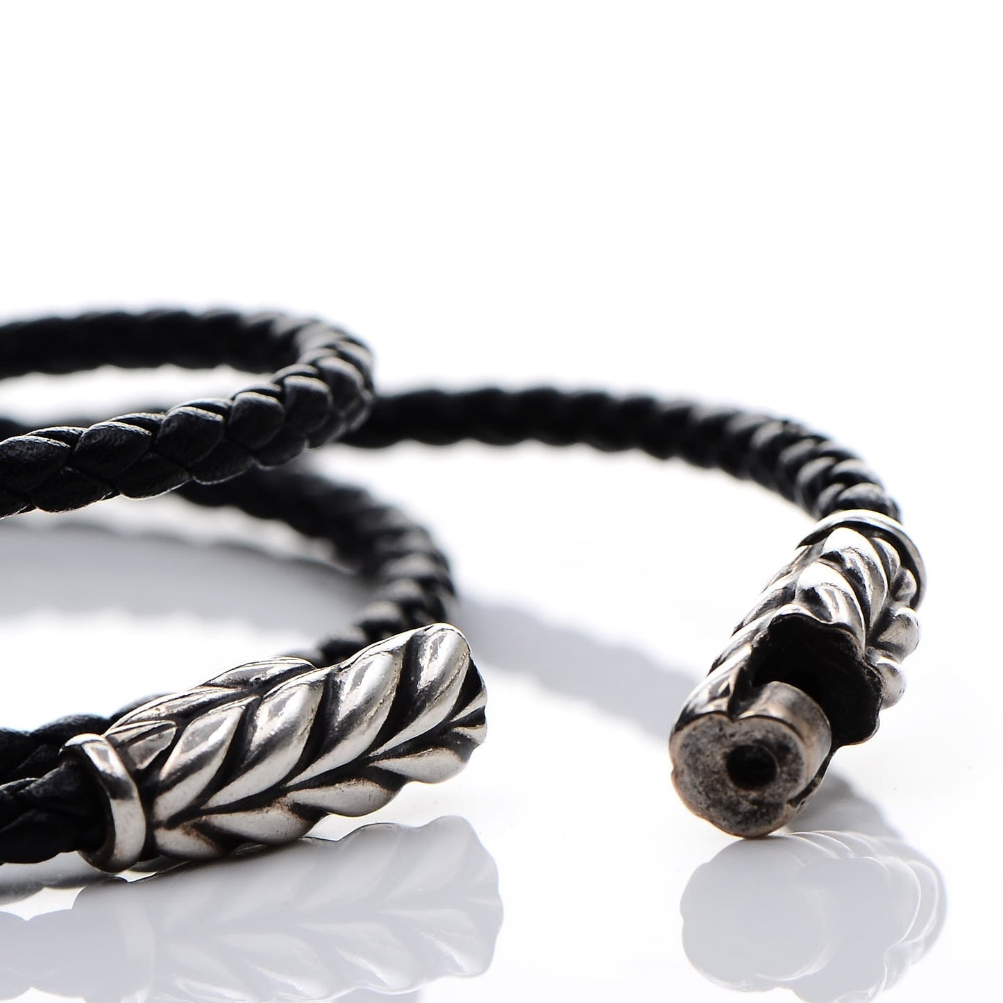 Sterling Silver Chevron Triple-Wrap Bracelet Black