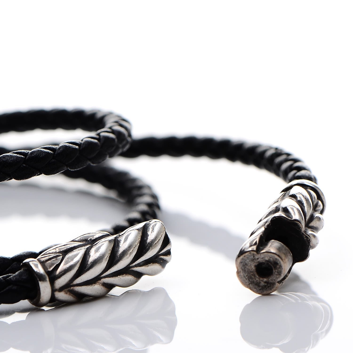 David Yurman Sterling Silver Chevron Triple-Wrap Bracelet Black 5 of 5