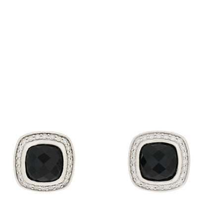 David Yurman Sterling Silver Diamond Black Onyx 7mm Albion Earrings 1 of 4