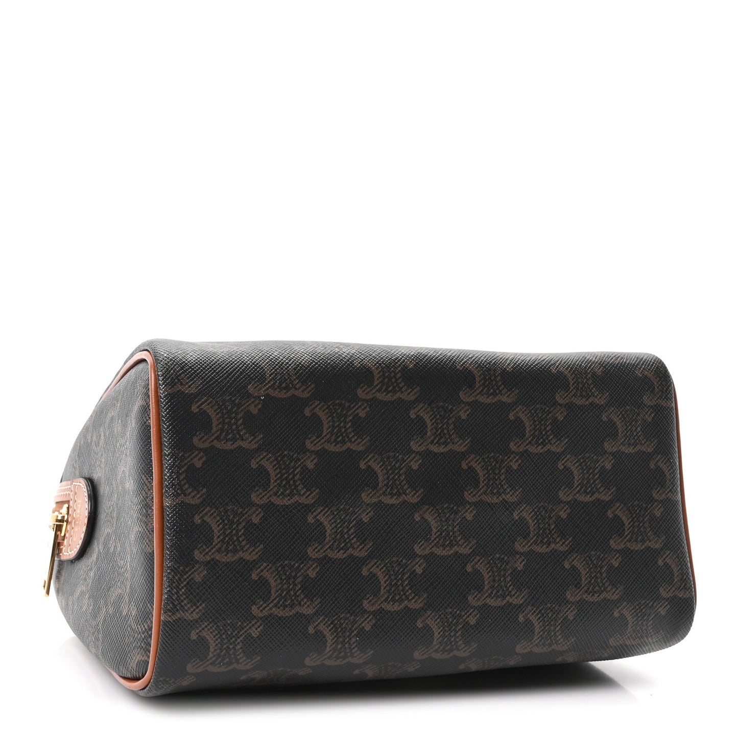 Triomphe Canvas Calfskin Small Boston Bag Tan