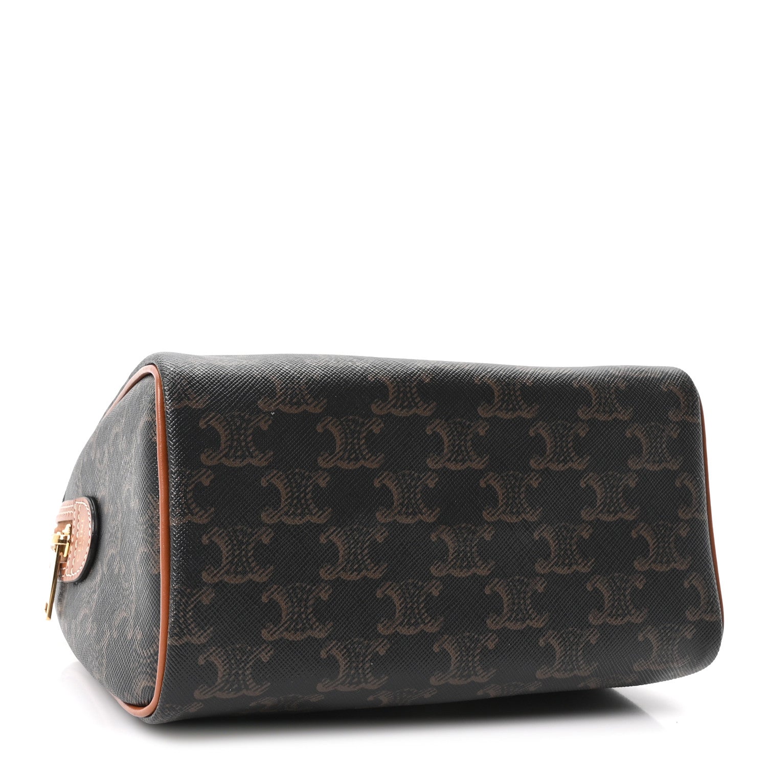 Celine Triomphe Canvas Calfskin Small Boston Bag Tan 4 of 11
