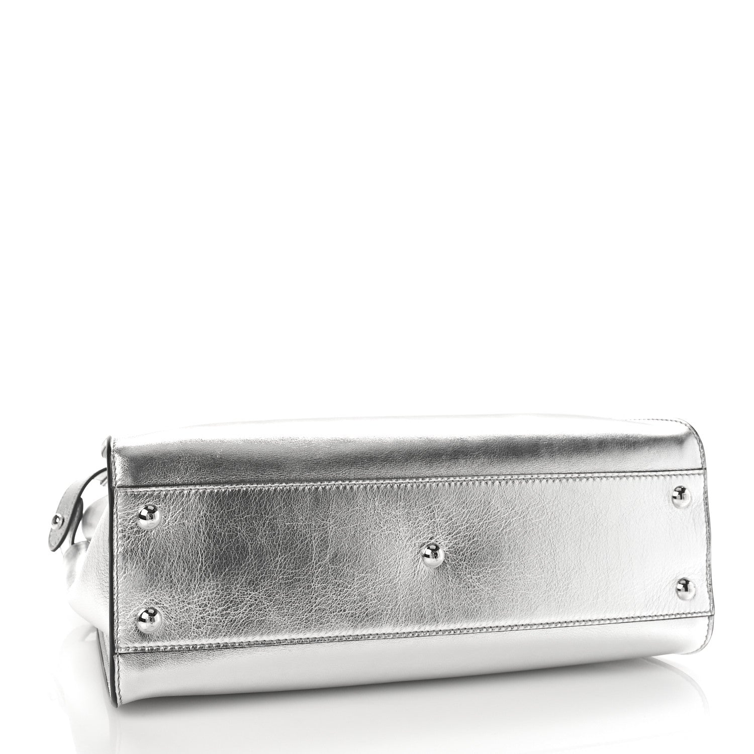 Fendi Vitello Catalan Mirror Medium Peekaboo Iconic Satchel Argento 4 of 8