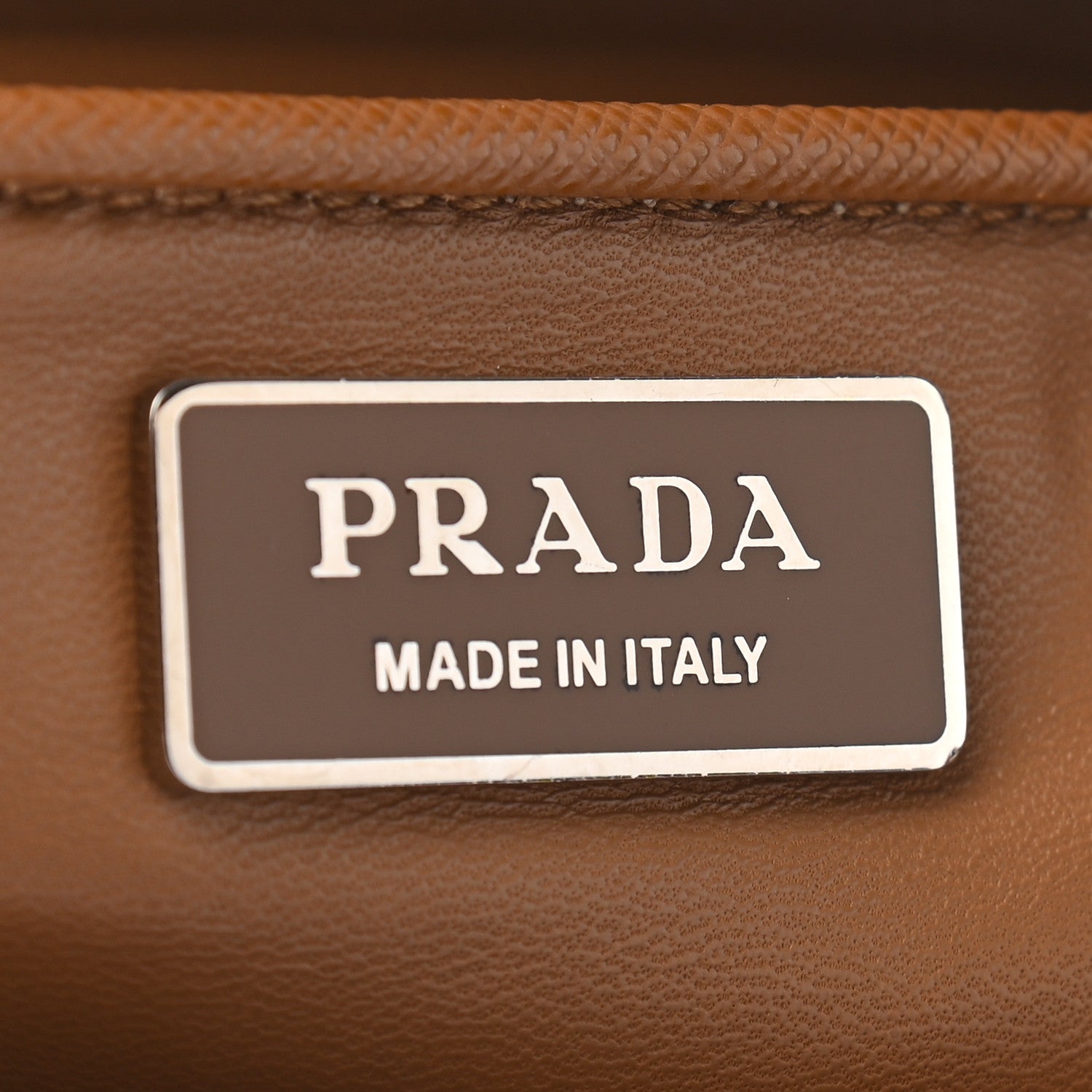 Prada Saffiano Baiadera Striped Medium Galleria Double Zip Tote Caramel Black White 6 of 10