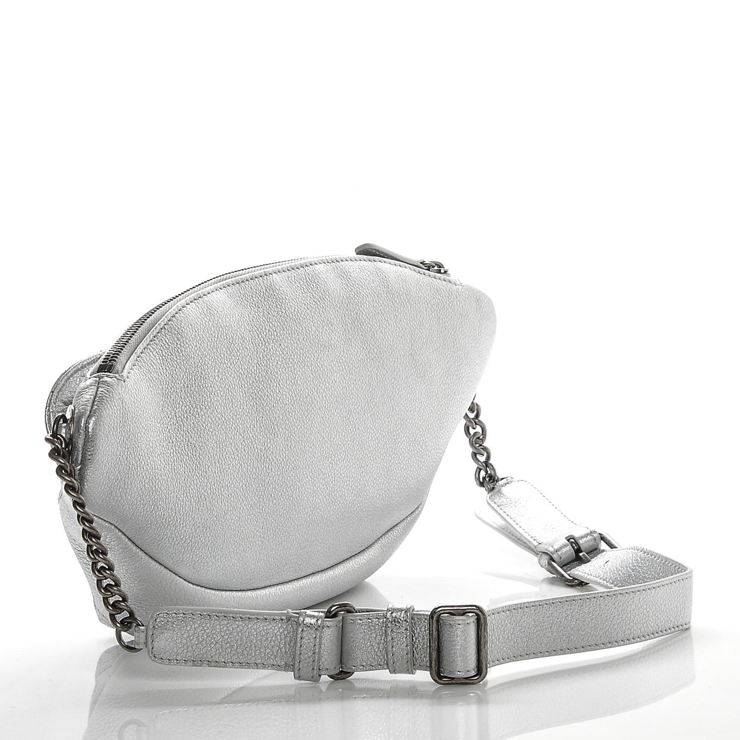 Chanel Metallic Grained Calfskin Quilted Casual Rock Waist Bag Fanny Pack Silver 3 of 7