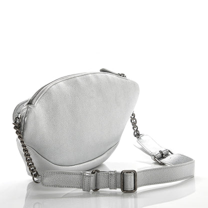 Chanel Metallic Grained Calfskin Quilted Casual Rock Waist Bag Fanny Pack Silver 3 of 7