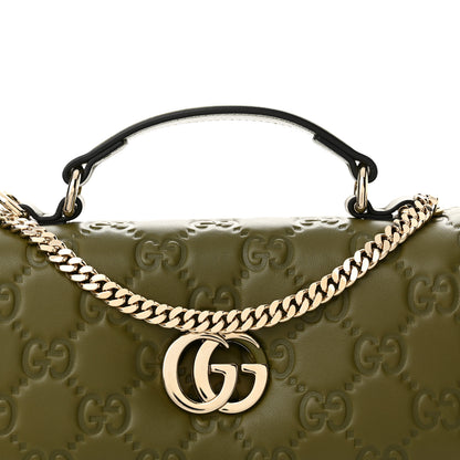 Gucci Lambskin Embossed Mini GG Milano Top Handle Shoulder Bag Green 8 of 11