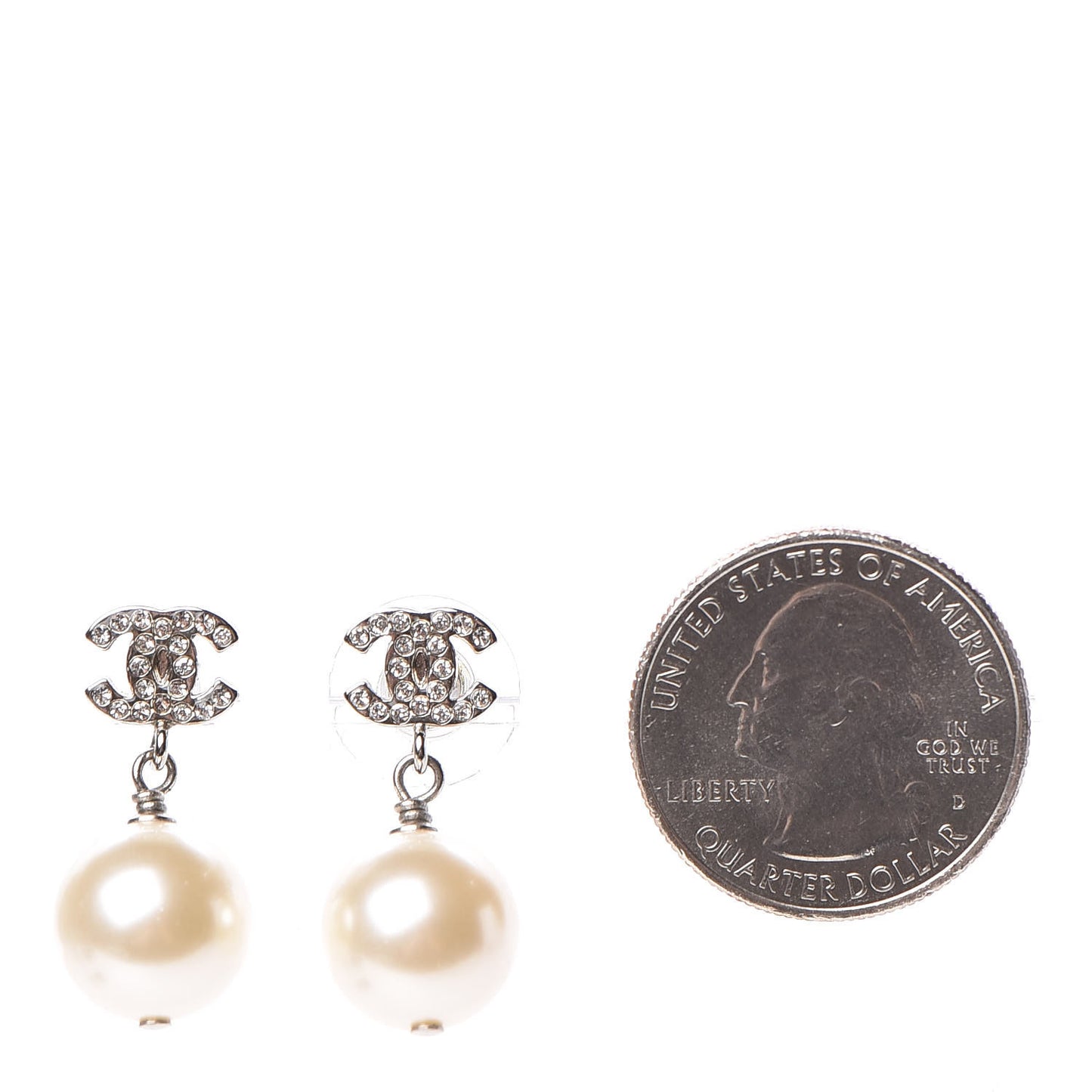 Crystal Pearl CC Drop Earrings