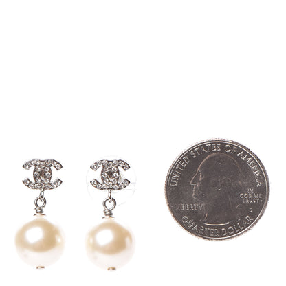 Chanel Crystal Pearl CC Drop Earrings 2 of 6