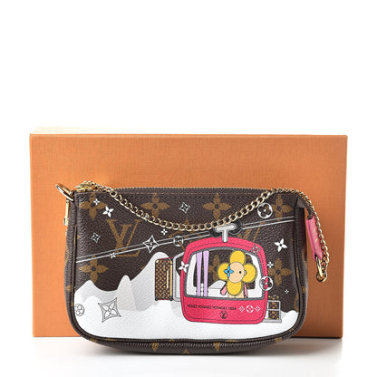 Louis Vuitton Monogram 2019 Christmas Animation Mini Courchevel Pochette Accessories Fuchsia 8 of 8