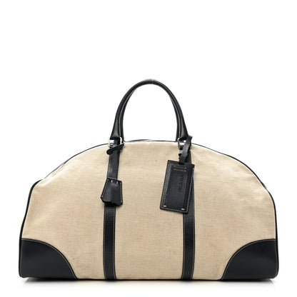 Prada Canvas Calfskin Duffle Beige Navy 1 of 8