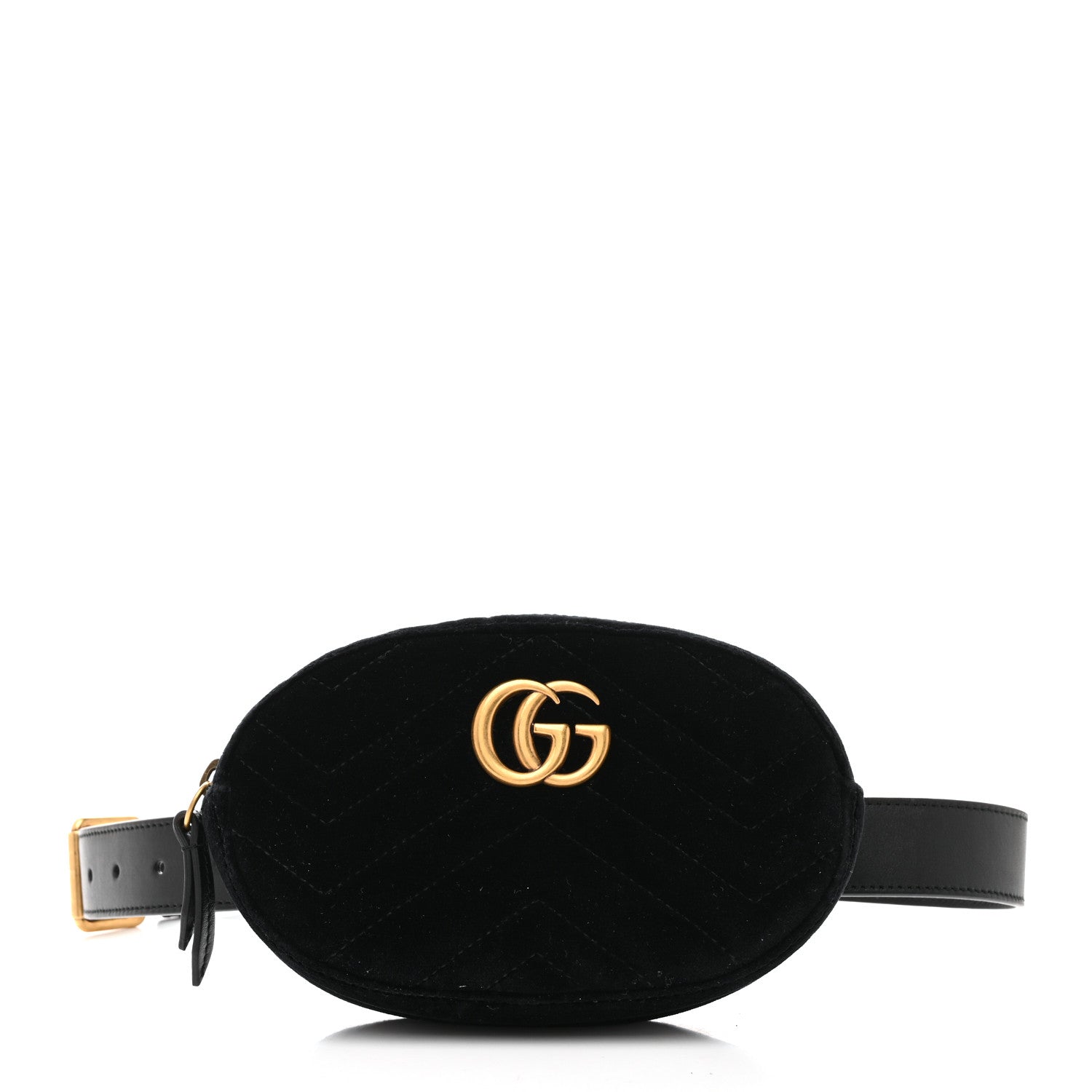 Gucci Velvet Matelasse GG Marmont Belt Bag 75 30 Black 1 of 13