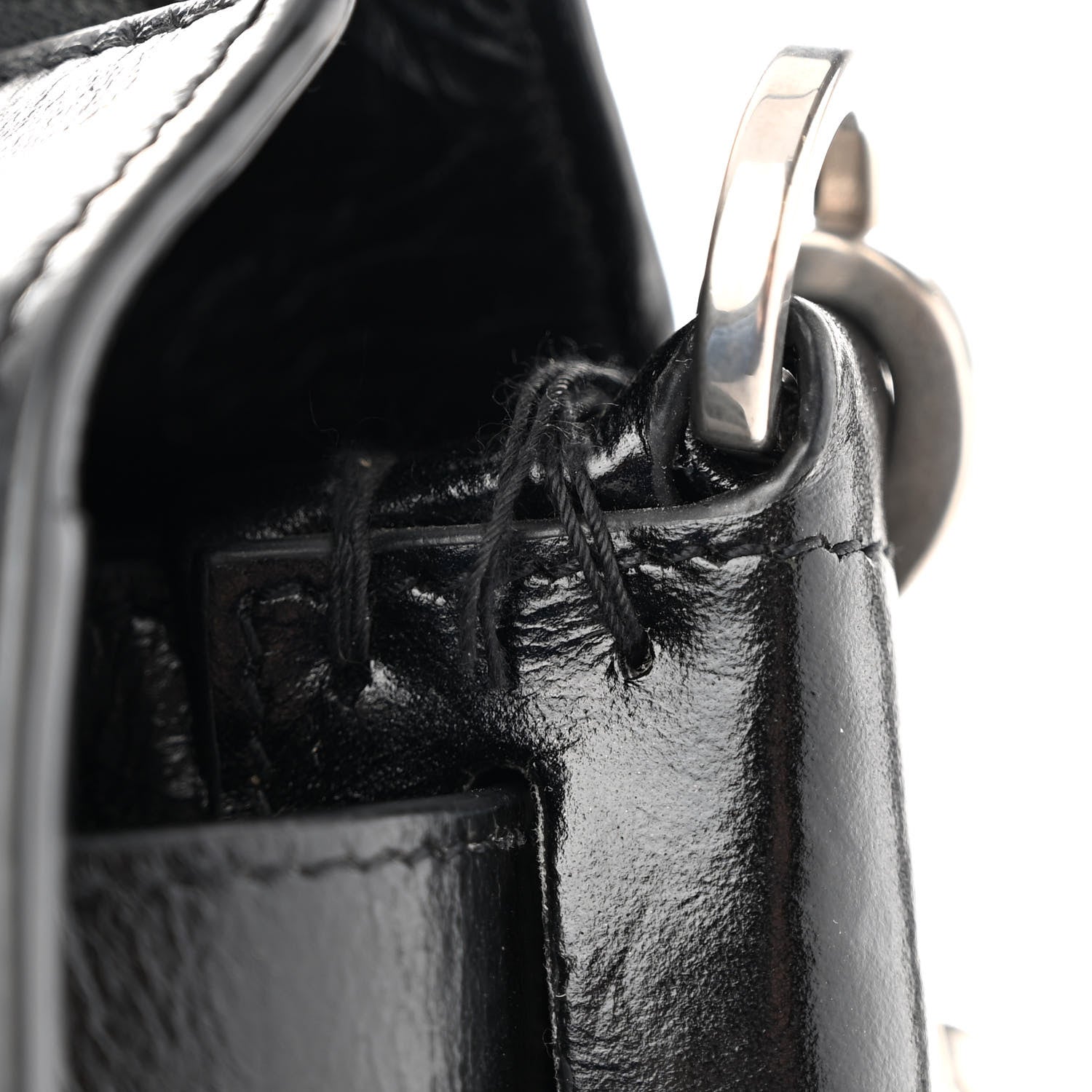 Saint Laurent Cracked Shiny Calfskin Souple 36H Sac De Jour Duffle Black 10 of 10