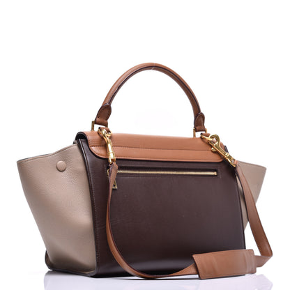 Celine Satin Baby Grained Calfskin Tri-color Medium Trapeze Tan 4 of 9