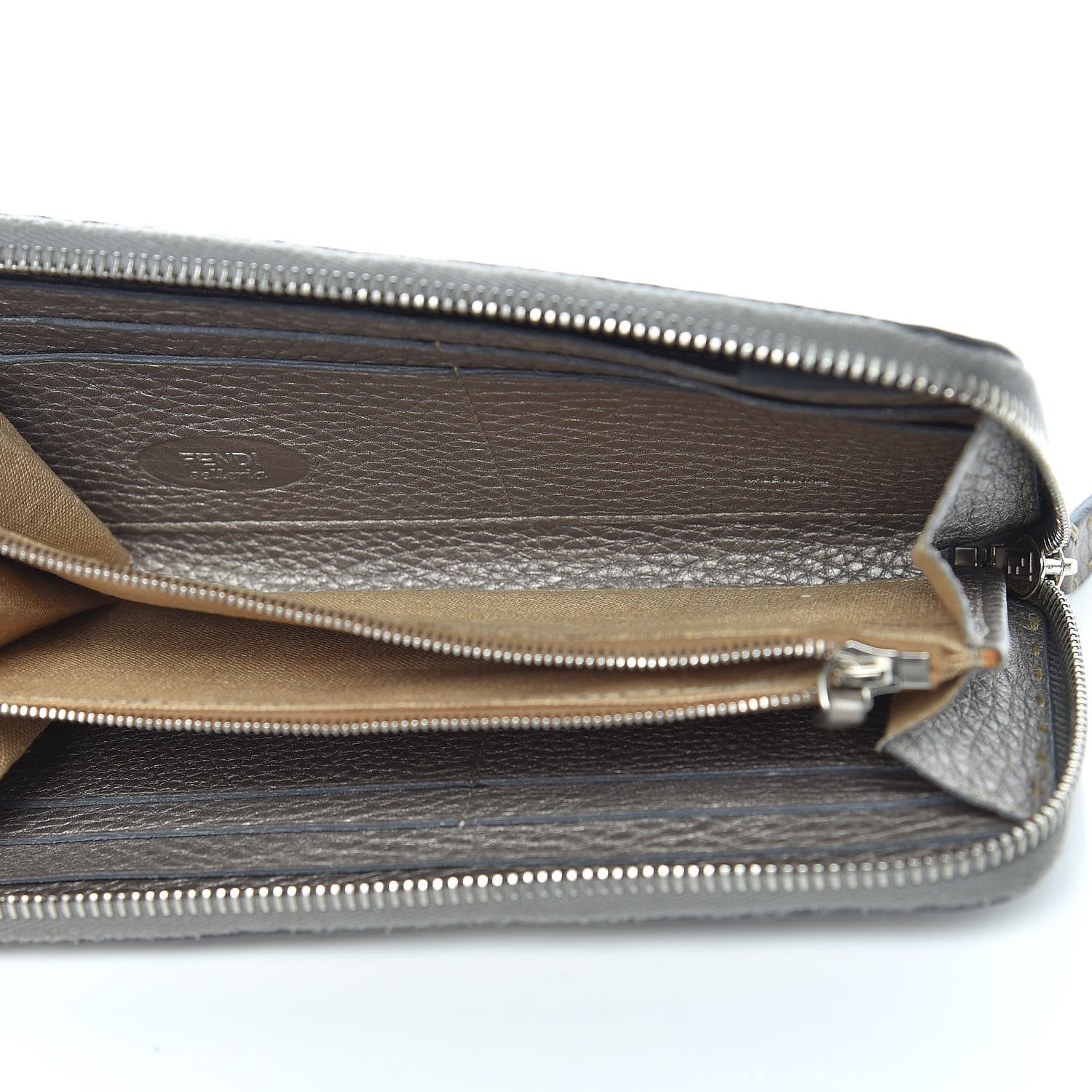 Fendi Cuoio Romano Selleria Zip Around Wallet Peltro 5 of 14