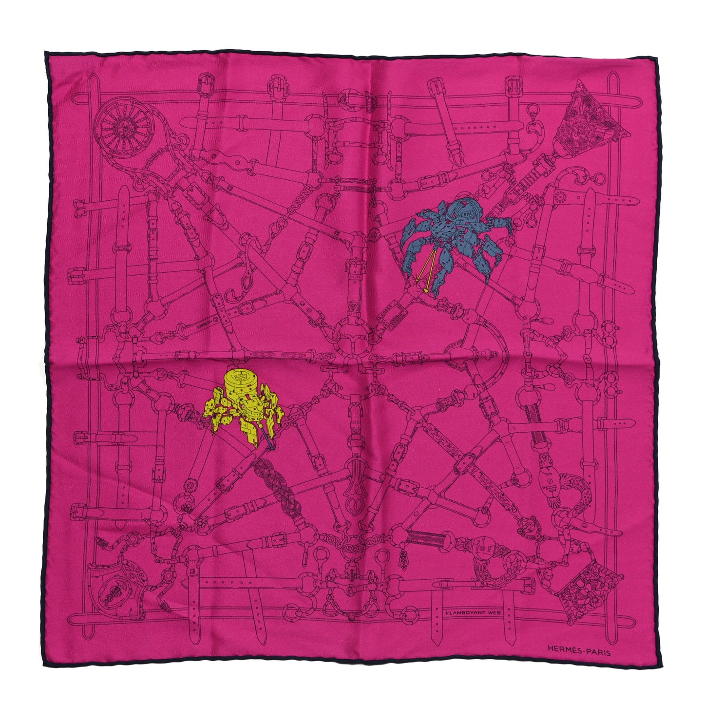 Silk Flamboyant Web Scarf 45 Rose Indien Marine