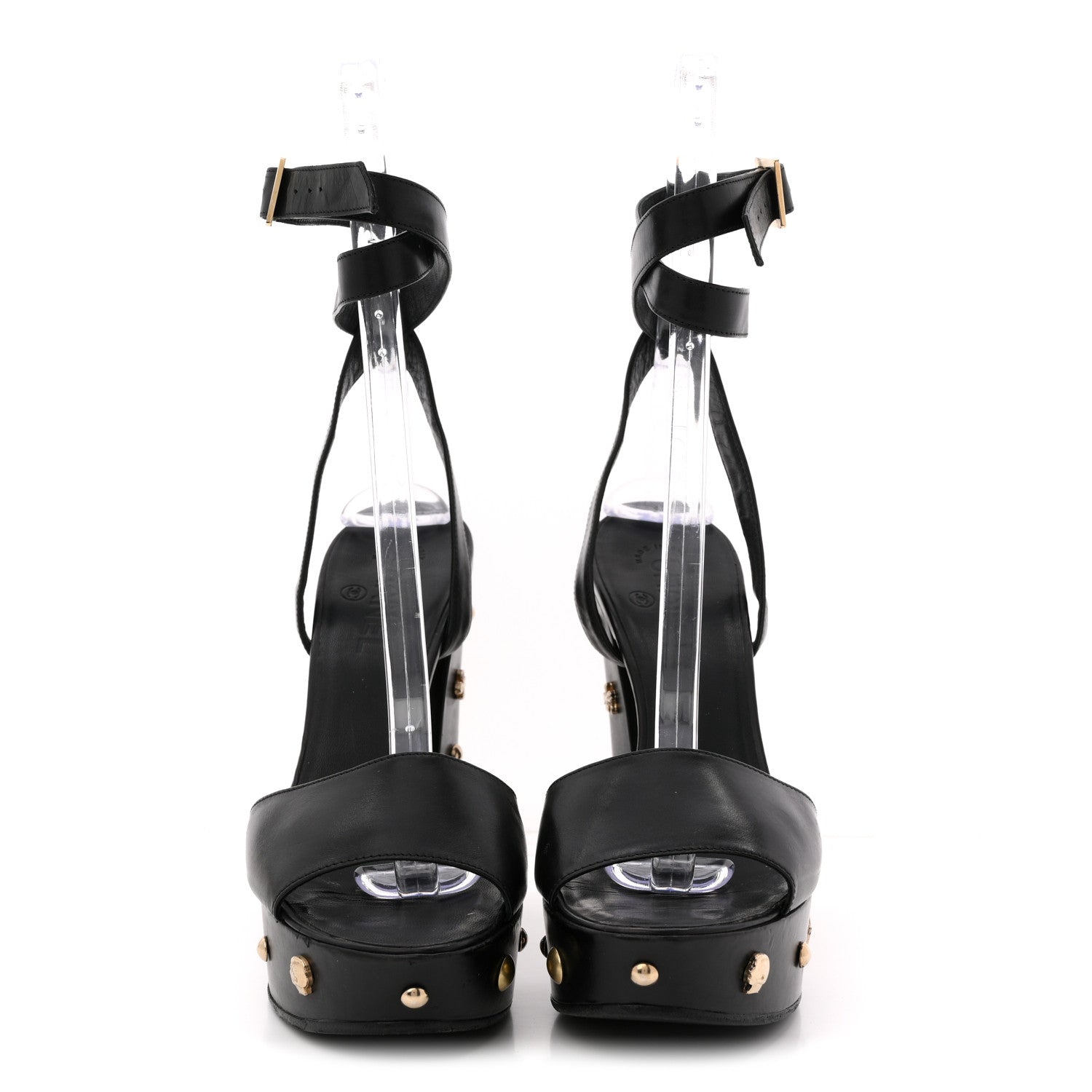 Chanel Calfskin Studded Platform Pumps 40.5 Black 3 of 11