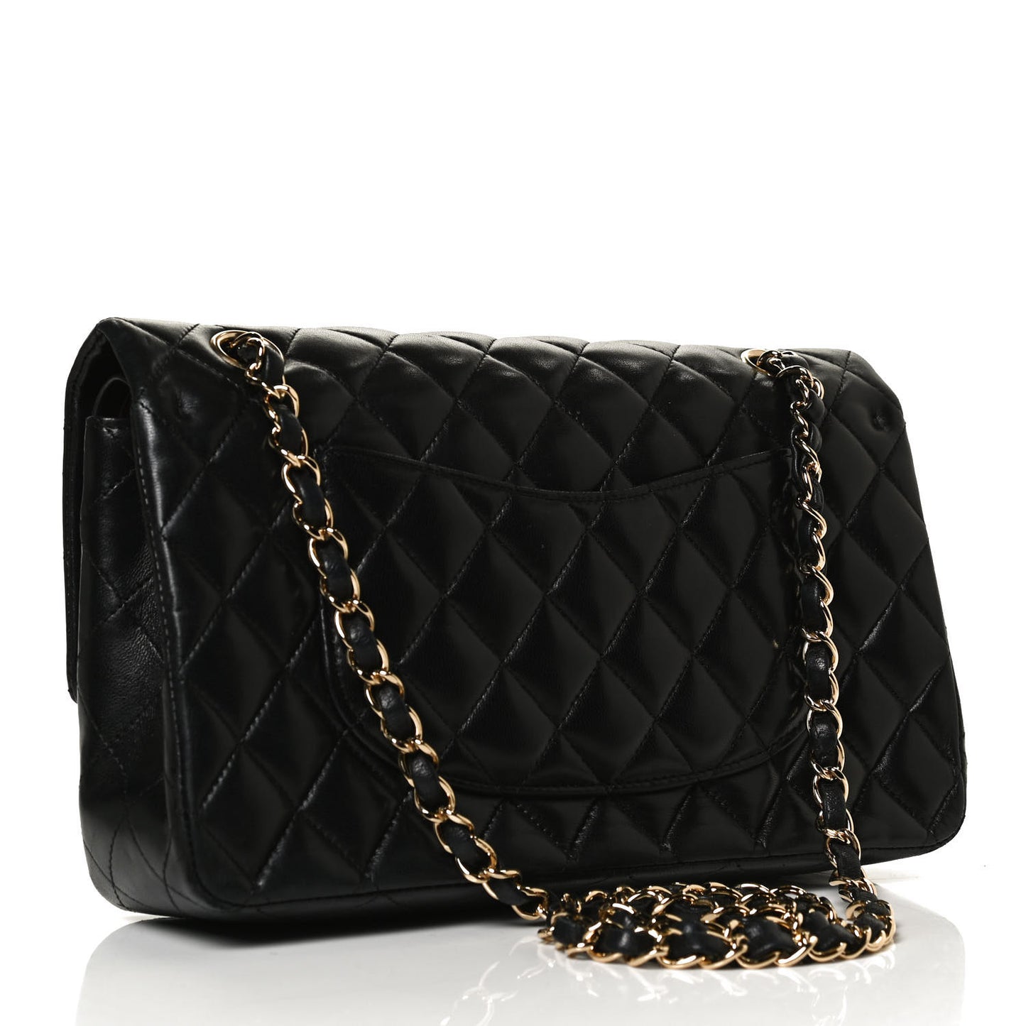 Lambskin Quilted Medium Double Flap Black