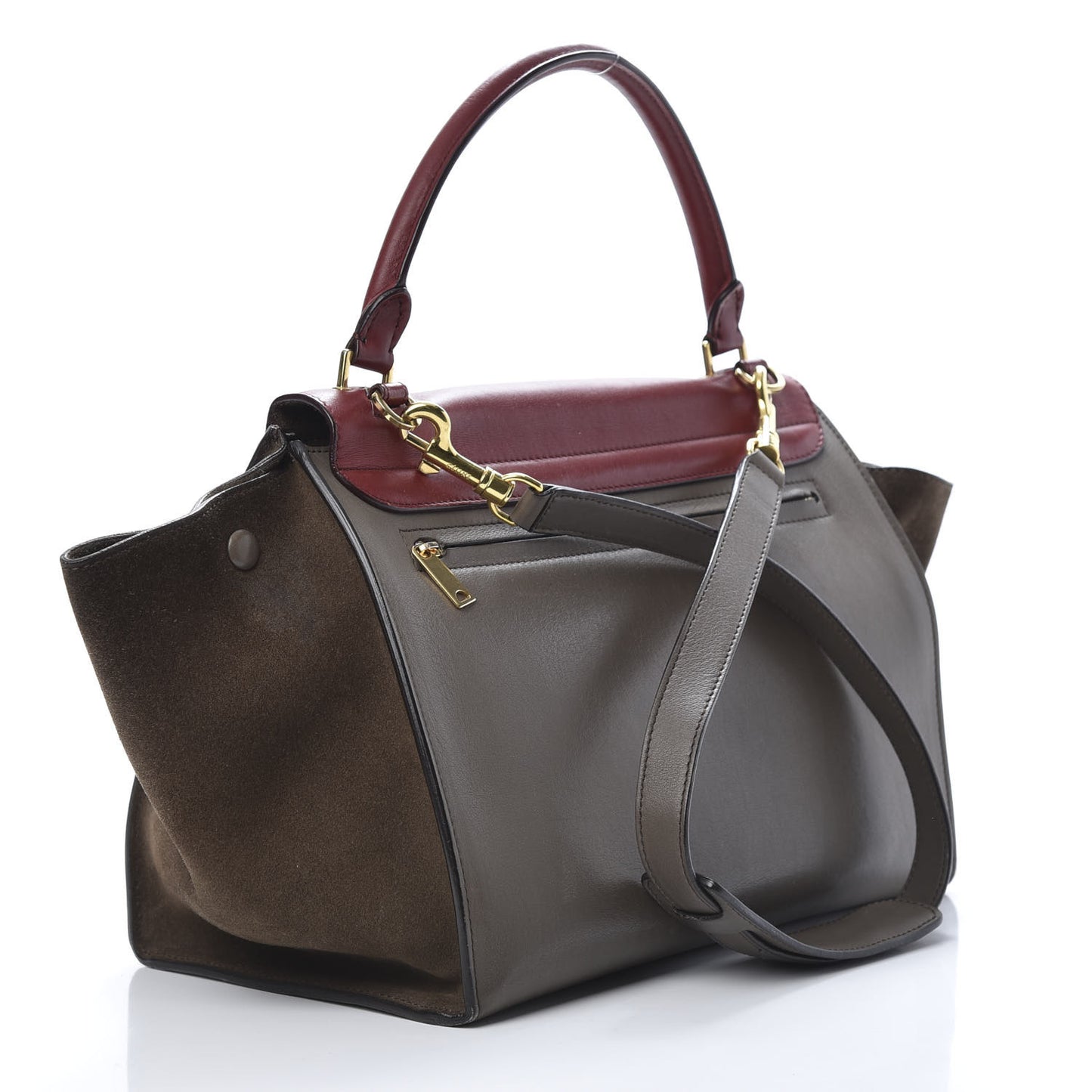 Calfskin Suede Medium Tri-Color Trapeze Taupe