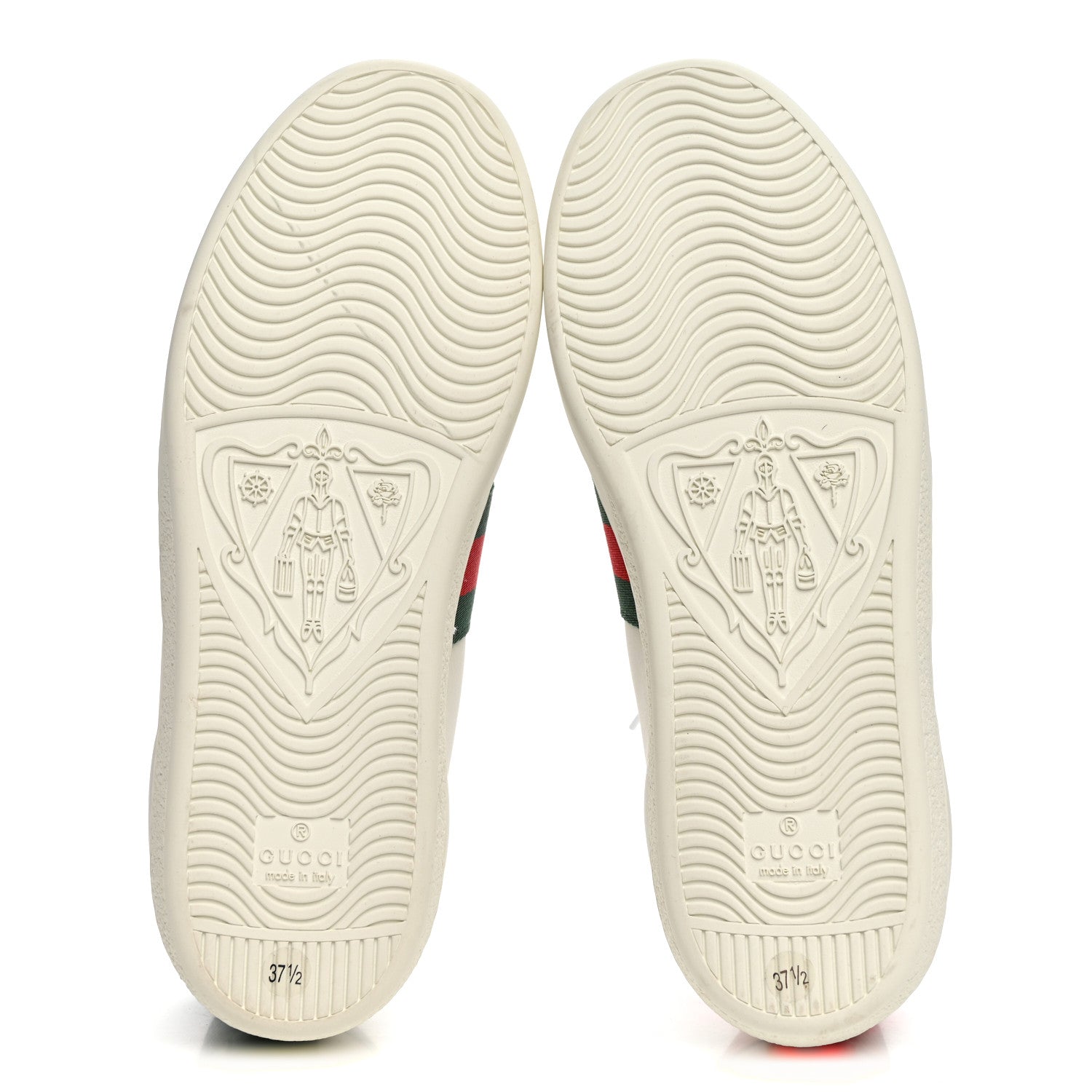 Gucci Calfskin Web Bee Embroidered Womens Ace Sneakers 37.5 White Green 6 of 11