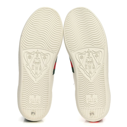 Gucci Calfskin Web Bee Embroidered Womens Ace Sneakers 37.5 White Green 6 of 11