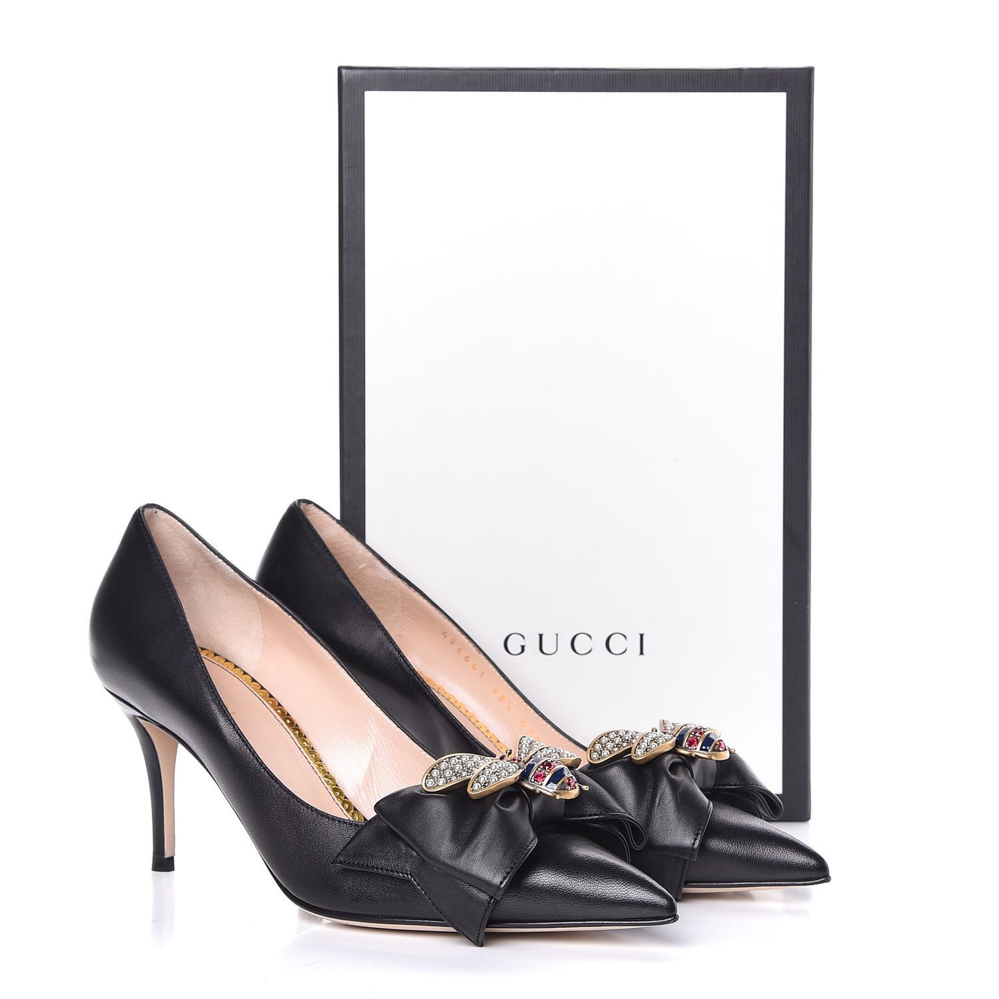 Nappa Queen Margaret Mid Heel Pumps 38.5 Black