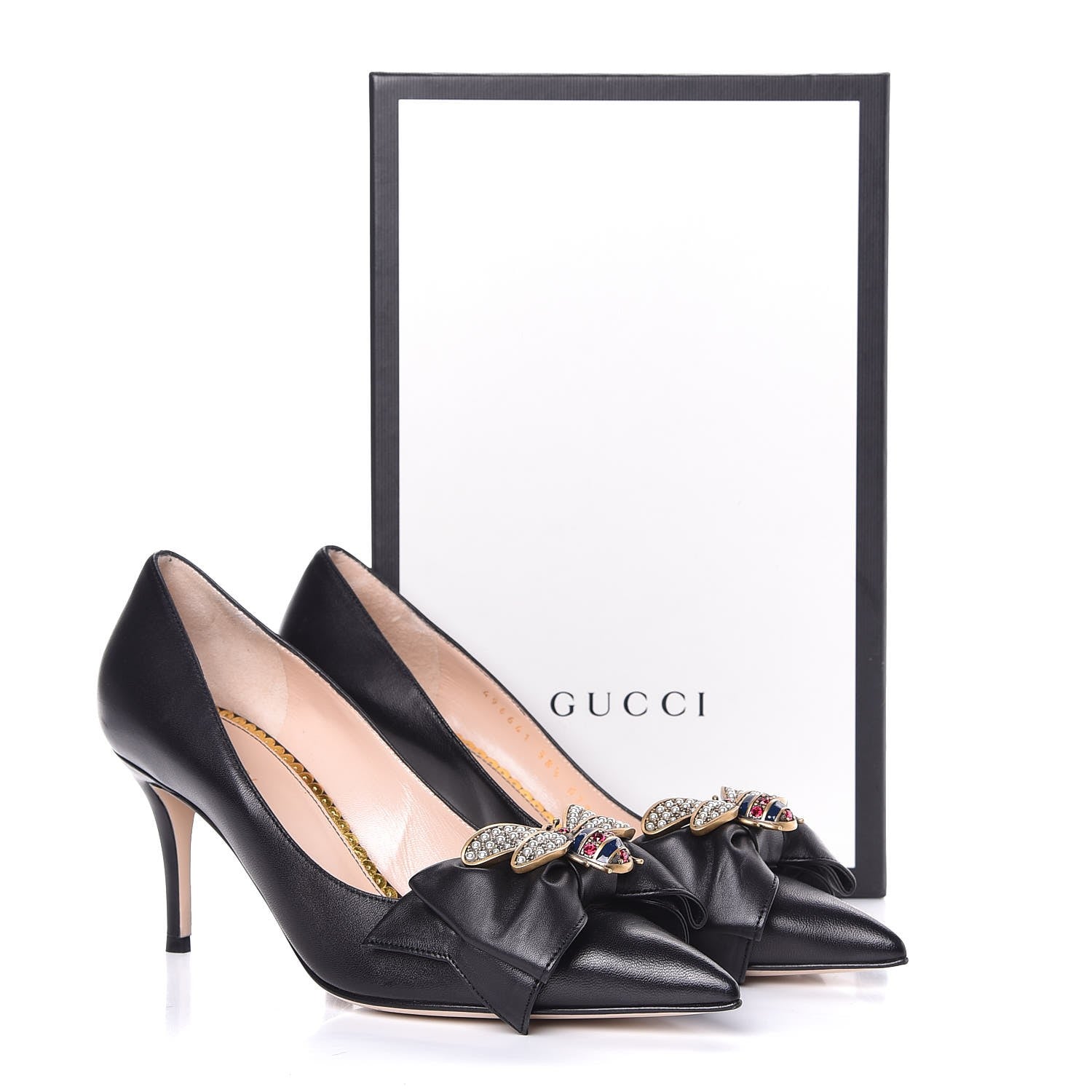 Gucci Nappa Queen Margaret Mid Heel Pumps 38.5 Black 8 of 8