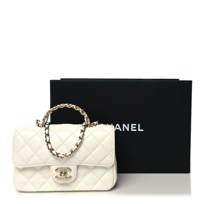 Chanel Lambskin Quilted Mini Crystal Top Handle Rectangular Flap White 11 of 11
