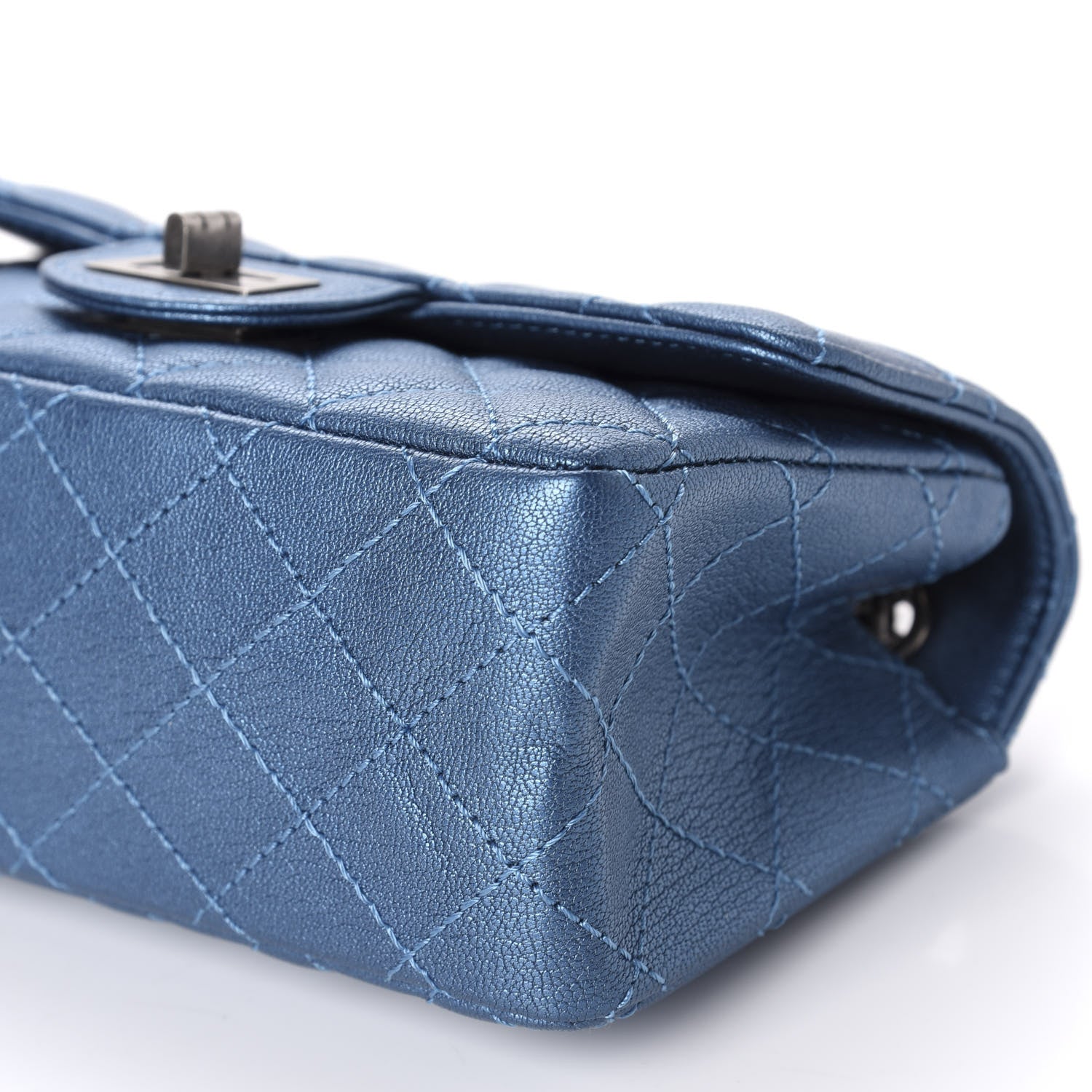 Chanel Metallic Sheepskin Quilted 2.55 Reissue Mini Flap Blue 7 of 10
