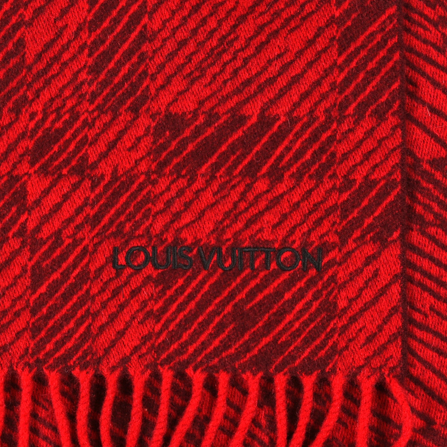 Cashmere Striped Scarf Red Black