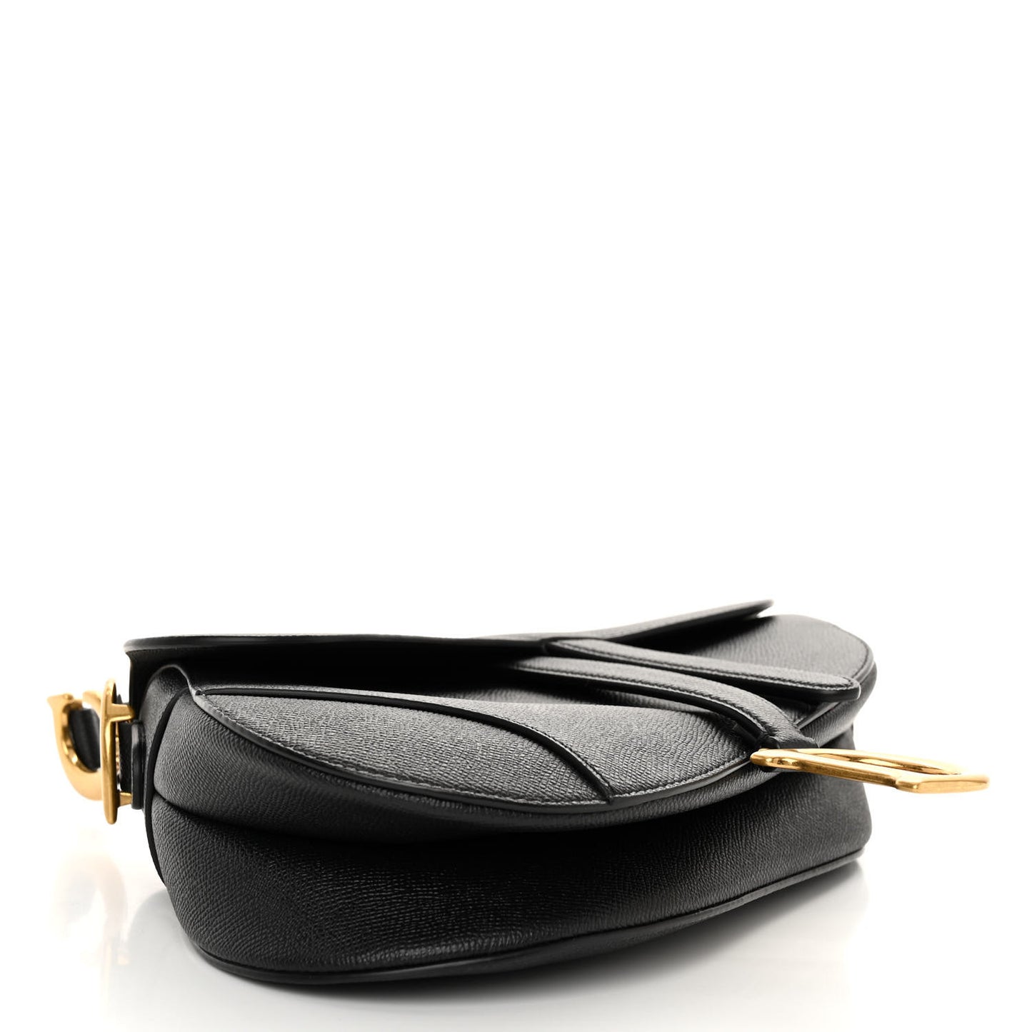 CHRISTIAN DIOR Grained Calfskin Saddle Bag Black