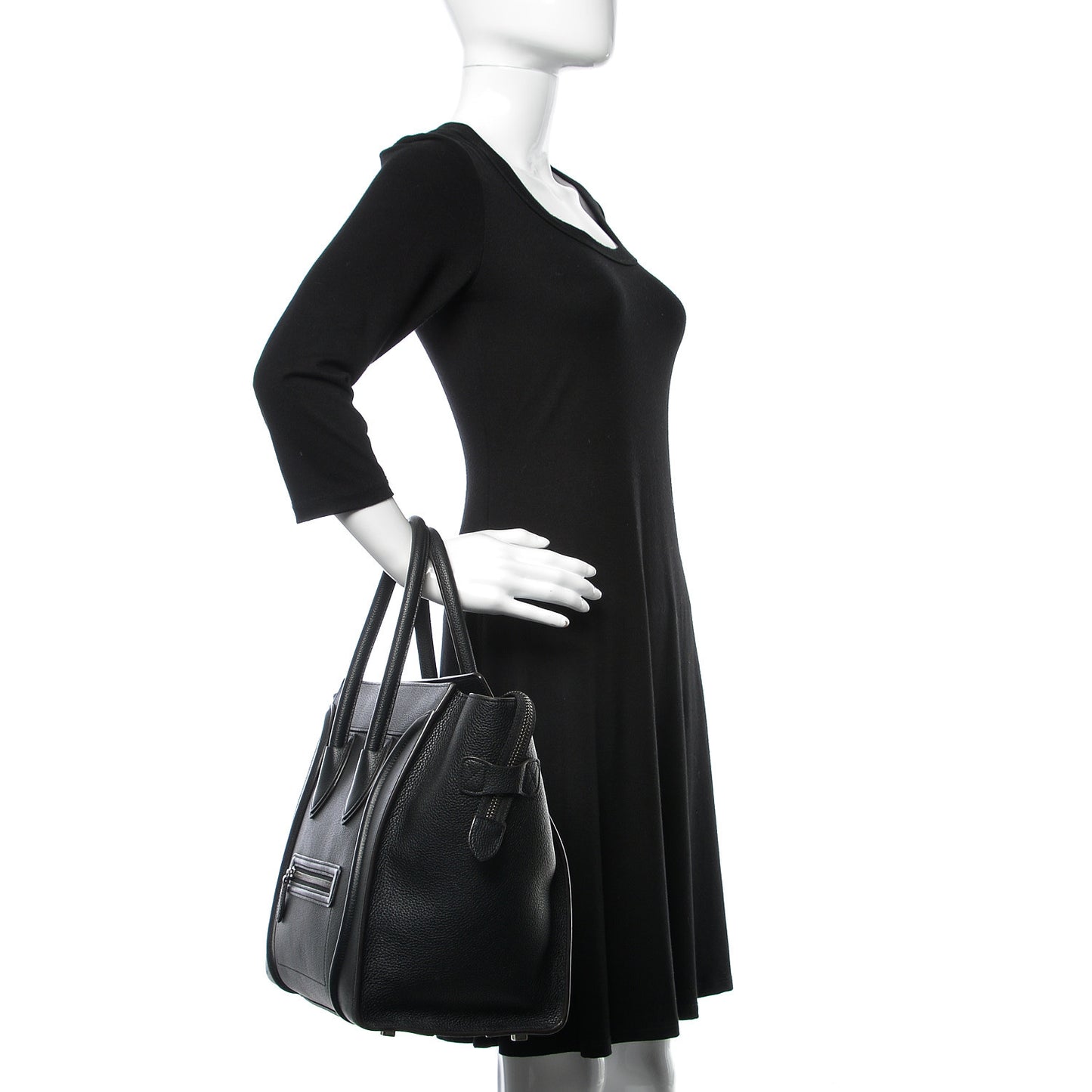 Drummed Calfskin Mini Luggage Black
