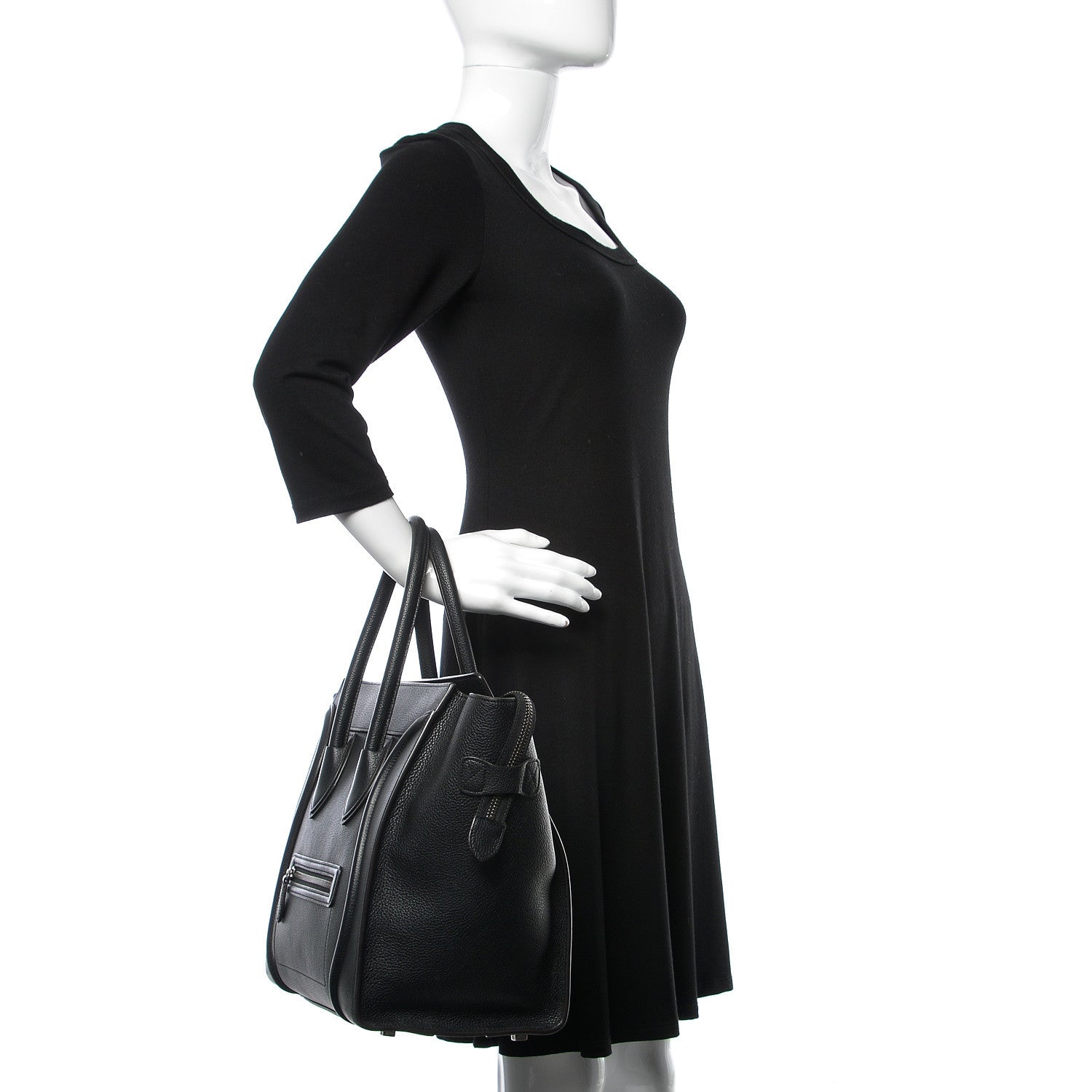Celine Drummed Calfskin Mini Luggage Black 2 of 10