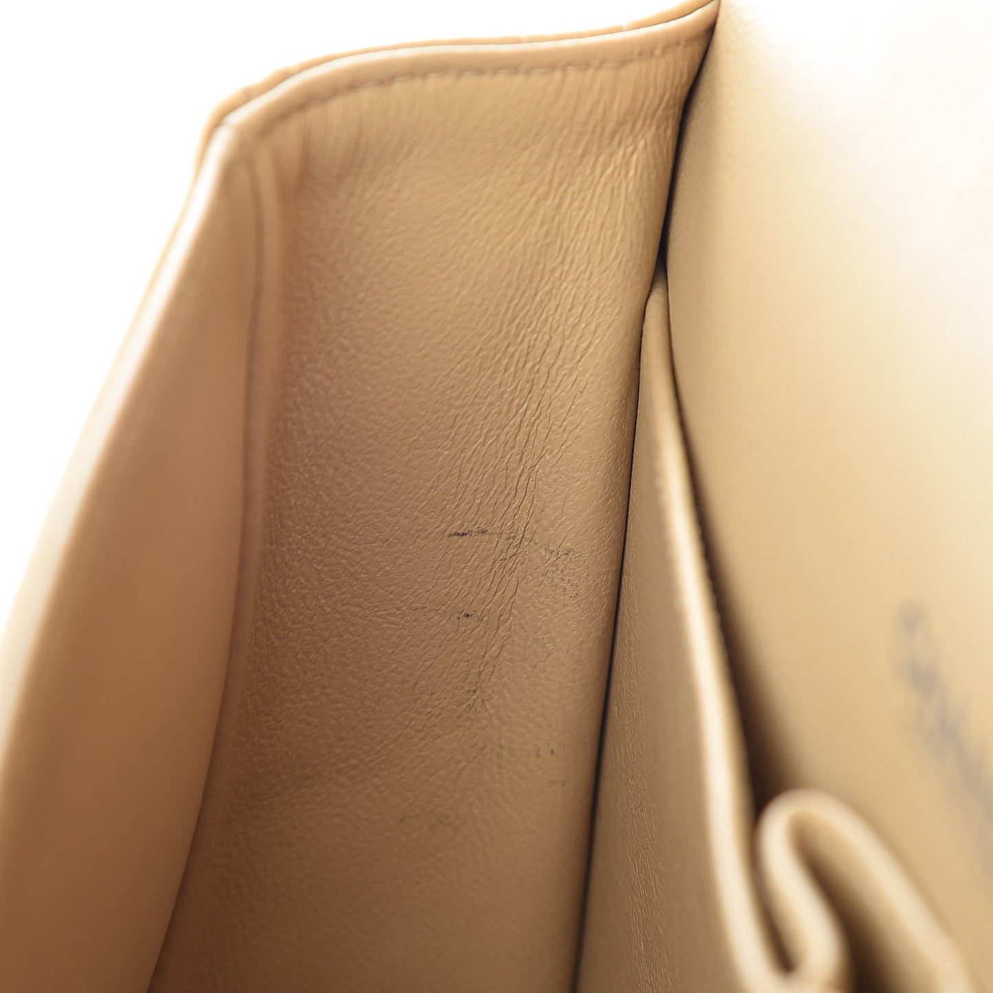 Lambskin Quilted Medium Double Flap Beige